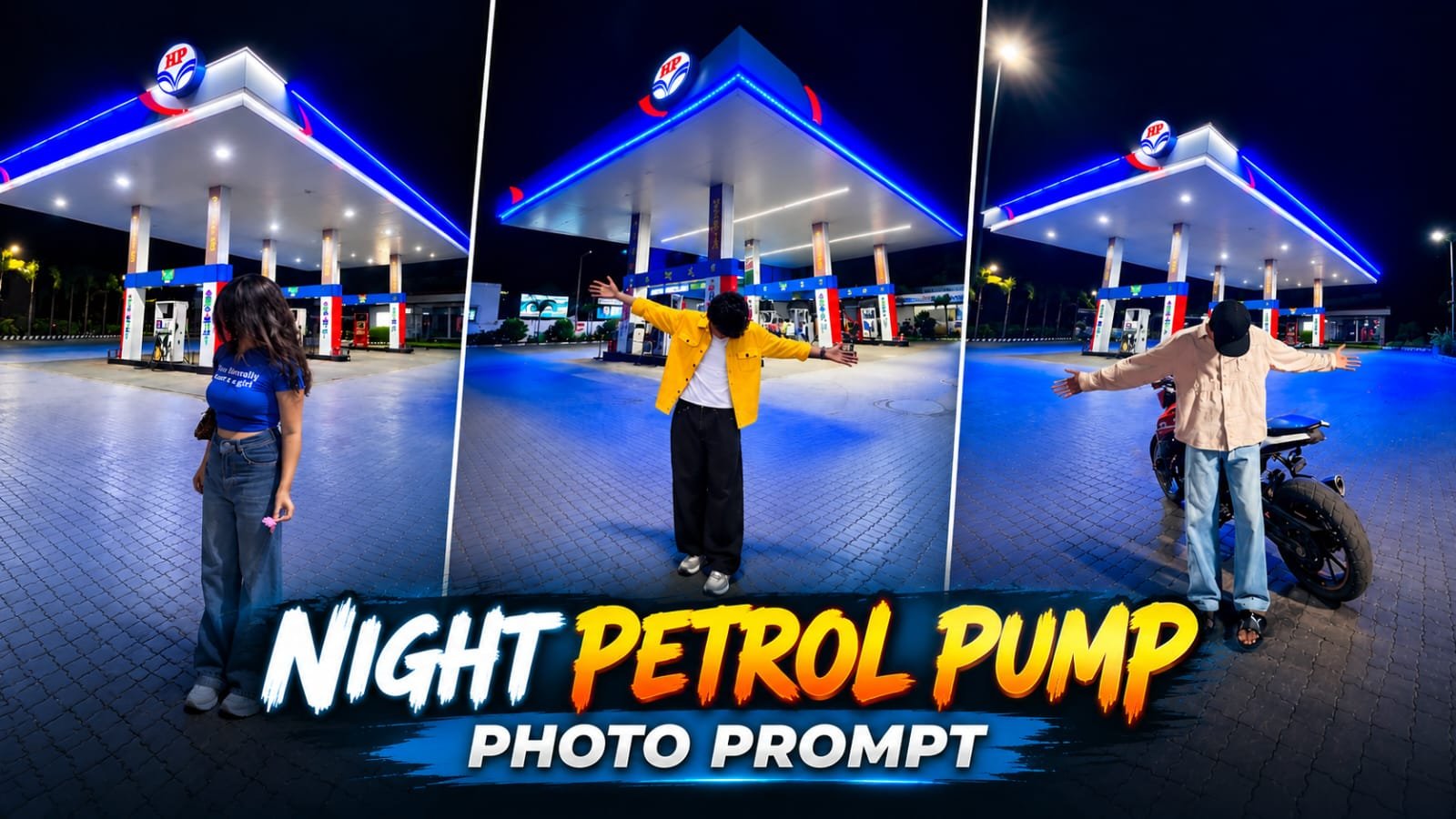Night Petrol Pump Photo Prompt